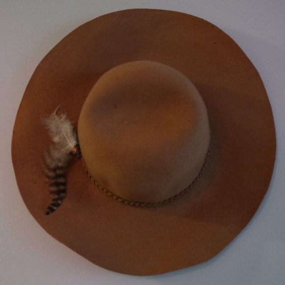 Camel Felt Hat (w feathers) - Picture 2 of 3